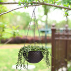 SOGA 16" Coffee Hanging Planter – Indoor Outdoor Pot with Drainage
