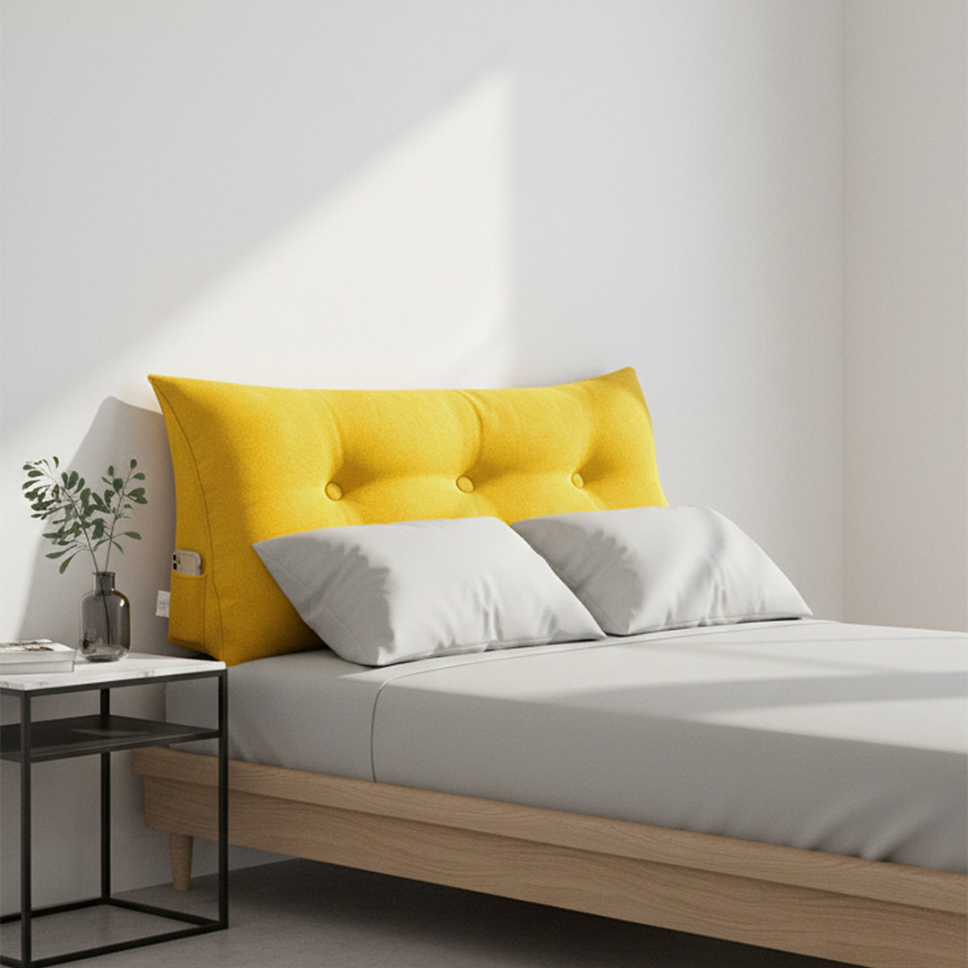 SOGA 2X 100cm Yellow Triangular Wedge Bed Pillow Headboard Backrest Bedside Tatami Cushion Home Decor
