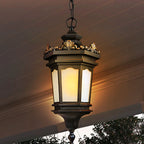 Vintage Lamp 2X 54.5cm Elegant Aluminum & Glass Lantern Chandelier Classic Hanging Light Fixture Antique Style