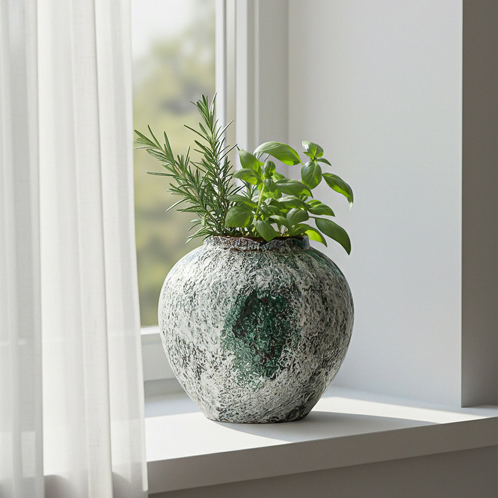 SOGA 21x22cm Green Small Ceramic Flower Vase Elegant Living Room Home Decor