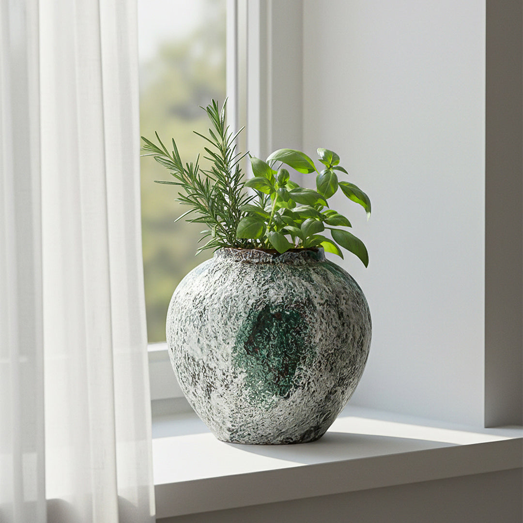 SOGA 21x22cm Green Small Ceramic Flower Vase Elegant Living Room Home Decor