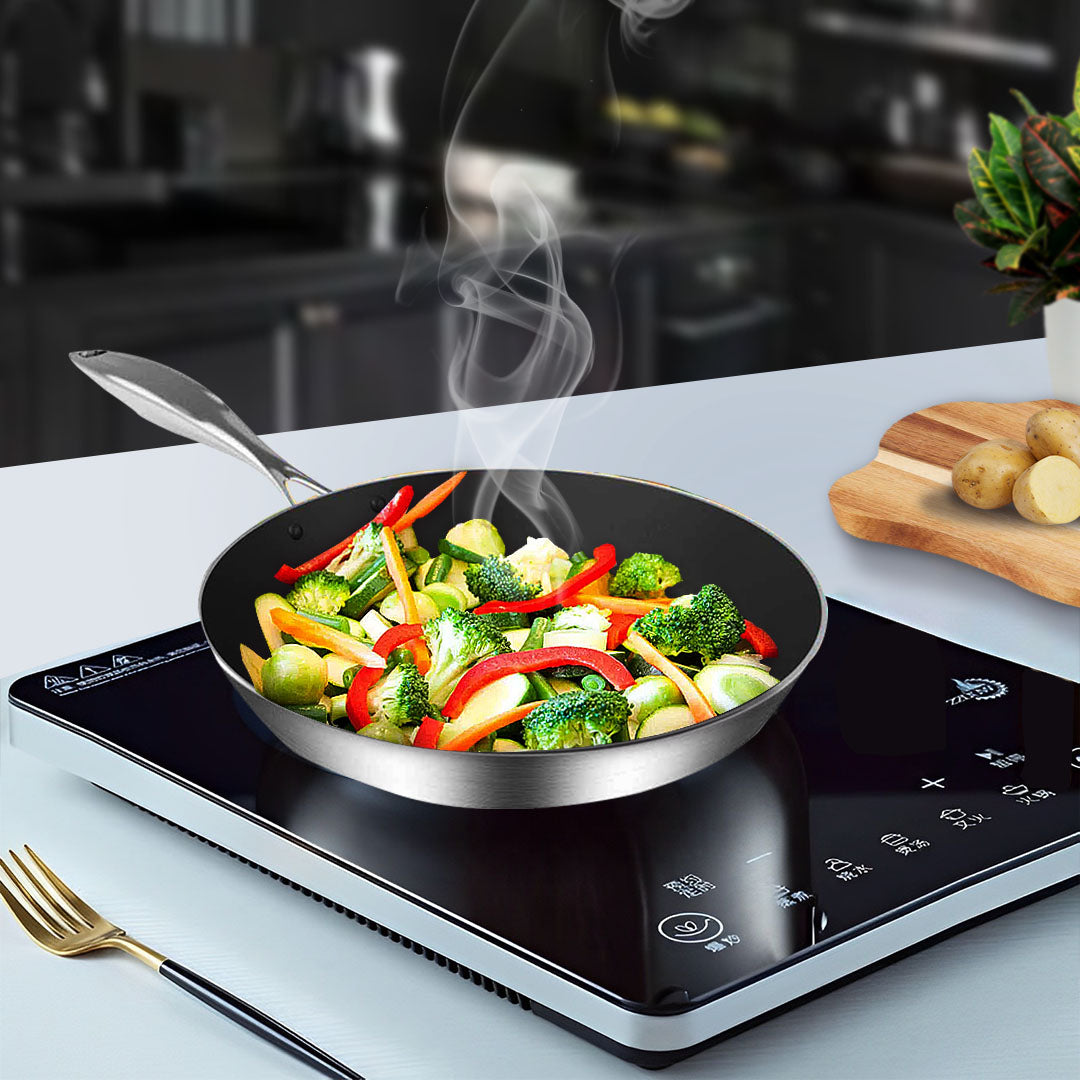 SOGA Stainless Steel Fry Pan 20cm 26cm Frying Pan Skillet Induction Non Stick Interior FryPan