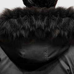 SOGA Black Winter Fur Hooded Down Jacket Stylish Lightweight Quilted Warm Puffer Coat