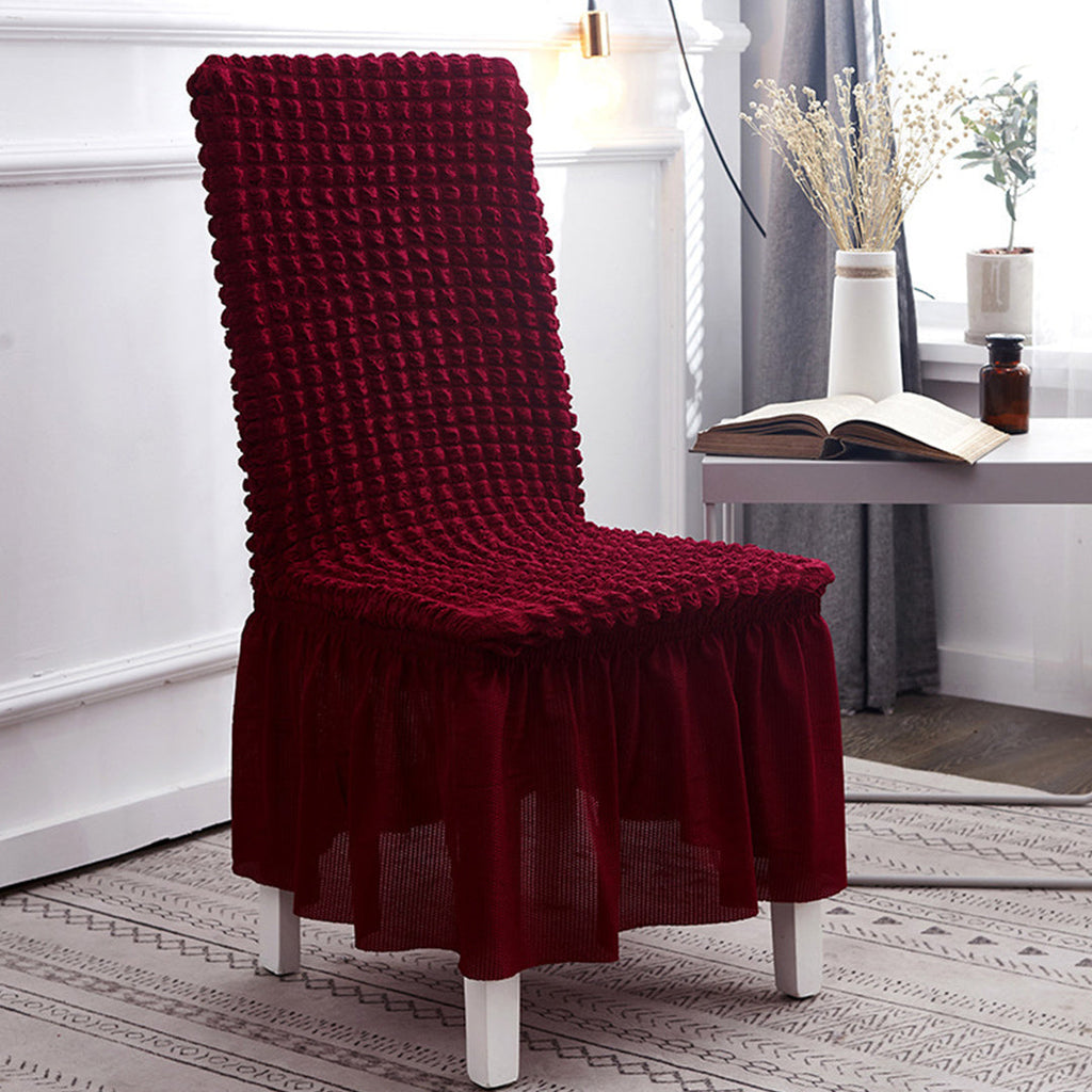 SOGA 2X Burgundy Chair Cover Seat Protector with Ruffle Skirt Stretch Slipcover Wedding Party Home Decor