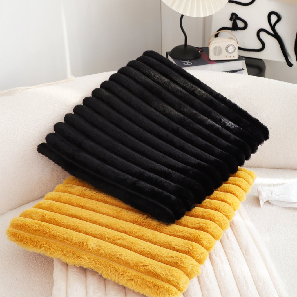 SOGA 2X 45cm Black Corduroy Square Cushion Soft Leaning Plush Backrest Throw Seat Pillow