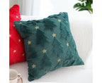 SOGA 45cm Festive Teal Christmas Tree Gold Star Holiday Throw Pillow