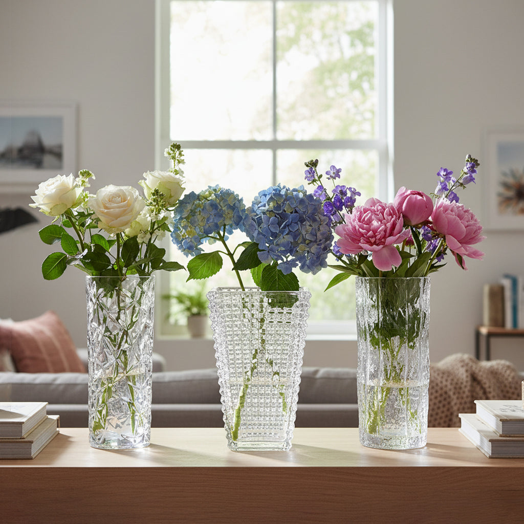 SOGA Home & Living Bundle – Handcrafted Clear Glass Vases for Elegant Home Décor