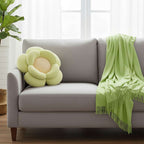 SOGA Home & Living Bundle – Green Double Flower Cushion & Acrylic Knitted Throw Blanket $ 156