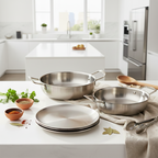 SOGA Kitchenware Bundle – Silver Dry Pots & Grilling Plate for Durable Kitchen Essentials