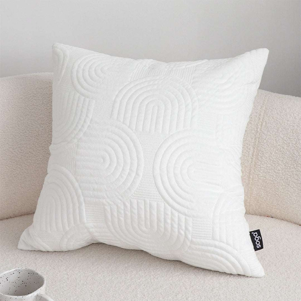 SOGA 2X 50cm White Textured Geometric Pattern Decorative Throw Pillow $ 119