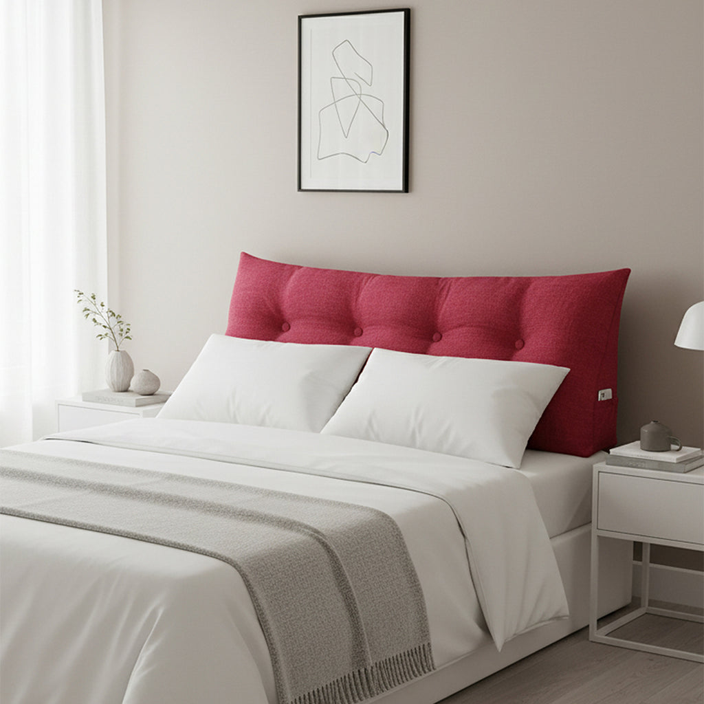 SOGA 120cm Rose Red Triangular Wedge Bed Pillow Headboard Backrest Bedside Tatami Cushion Home Decor