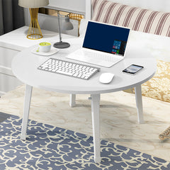 SOGA 2X White Portable Floor Table Small Round Space-Saving Mini Desk Home Decor