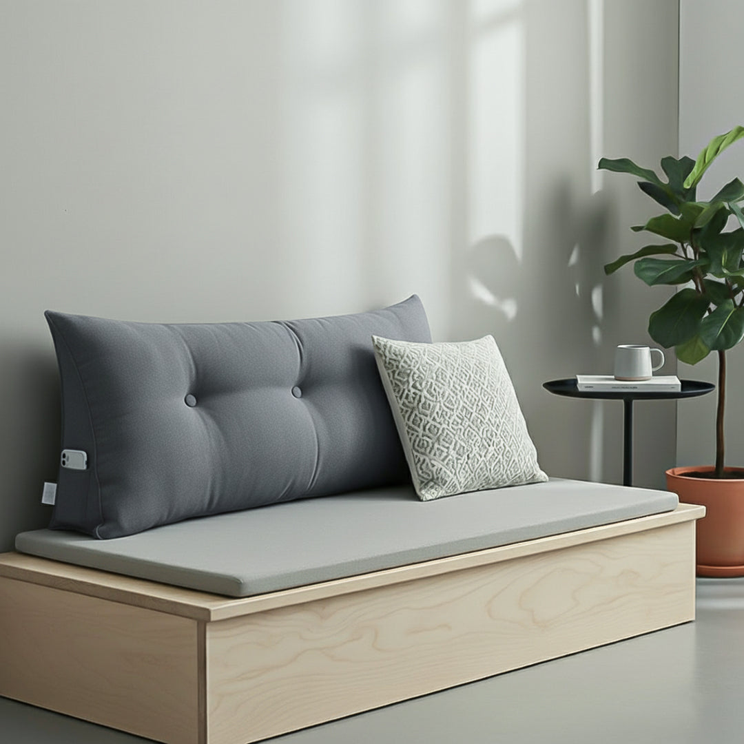 SOGA 4X 100cm Dark Grey Triangular Wedge Bed Pillow Headboard Backrest Bedside Tatami Cushion Home Decor