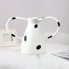 SOGA 23.5x11cm Ornament Vase with Polka Dot Handicraft Decorations in Living Room Home Decor