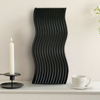 SOGA 39cm Black Wave Ribbed Wooden  - Premium Beech Wood Decorative Tray