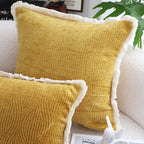 SOGA 2X 50cm Throw Pillow Turmeric Yellow Aesthetic Chenille Texture for Home Decor
