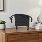 SOGA 24cm Black Cow Sculpture with Dotted Pattern in Resin