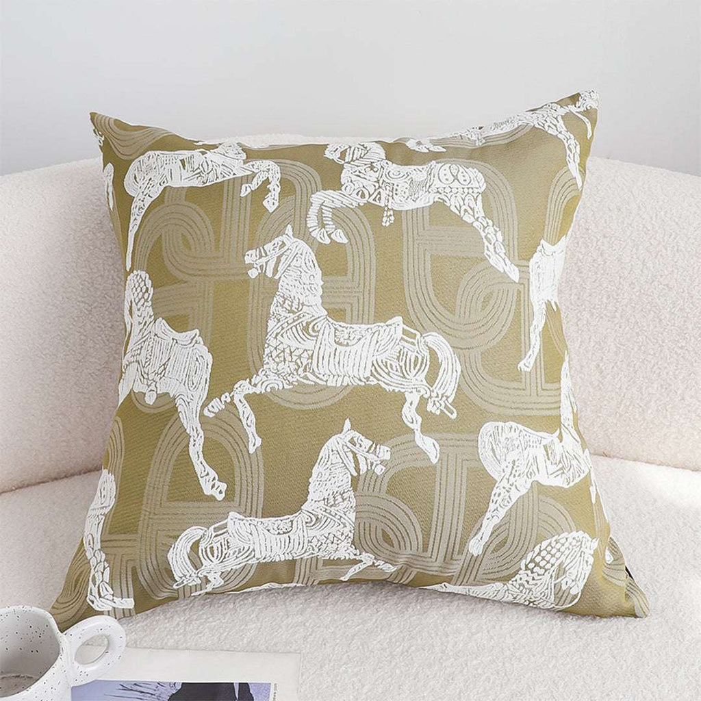 SOGA 2X 50cm Vintage Olive Green White Horse Pattern Throw Pillow $ 142