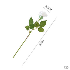 SOGA 10pcs Artificial Silk Flower Fake Rose Bouquet Table Decor White