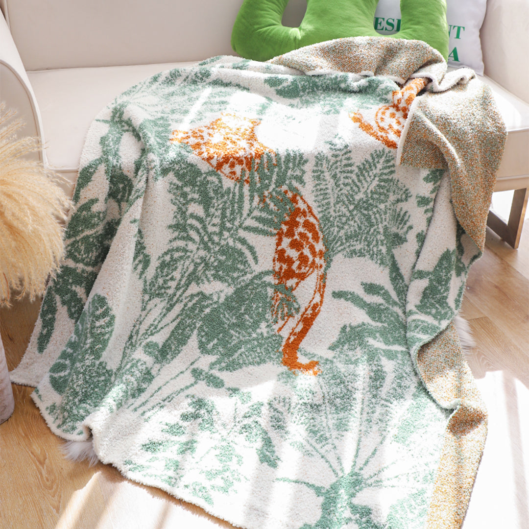 SOGA Tropical Leaf Print Throw Blanket 130x180cm Soft Polyester