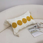 SOGA 30cm Cream Yellow Circle Pom Chevron Tassel Decorative Pillow $ 72