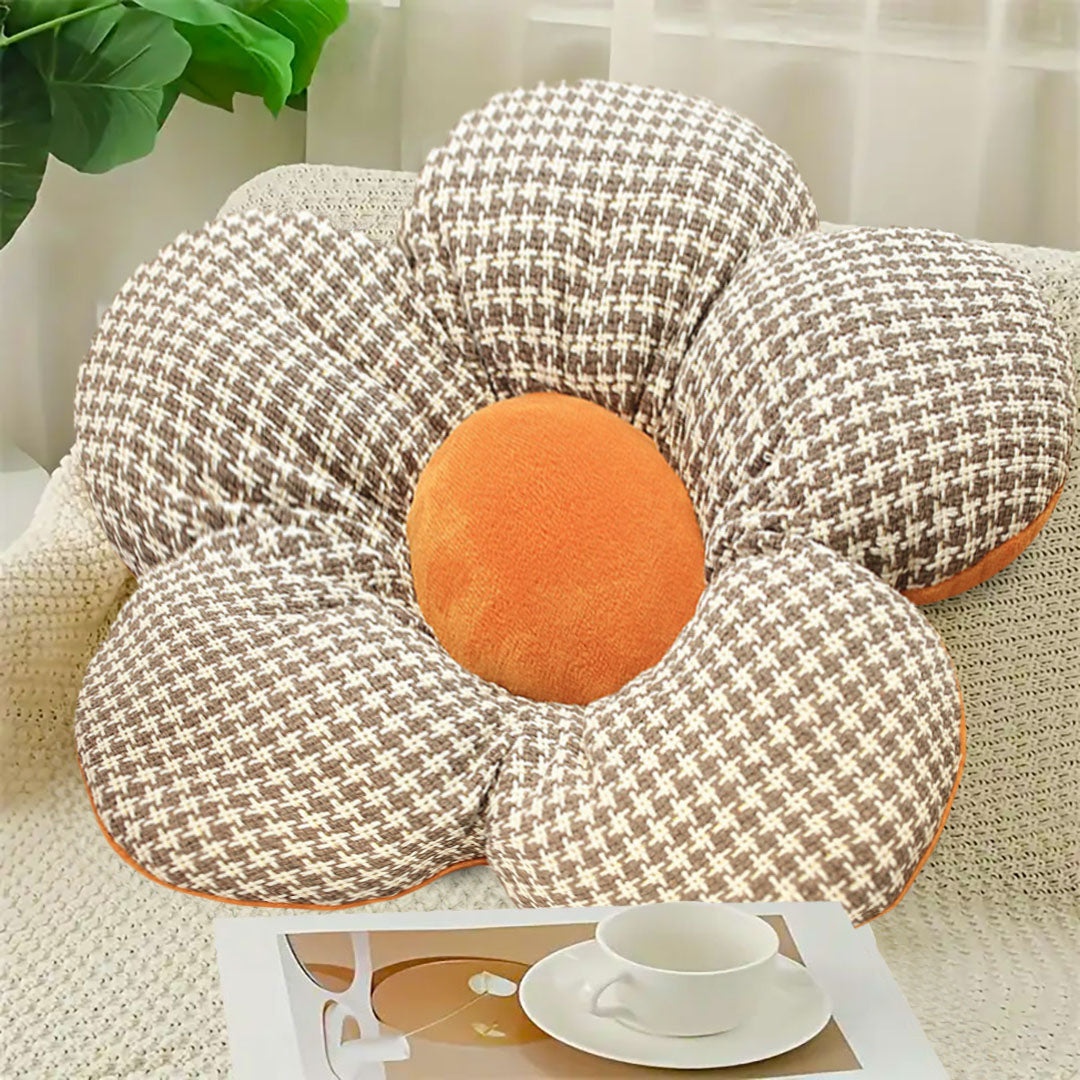 SOGA 2X Orange Flower Cushion Shaped for Floor and Sitting Throw Pillow