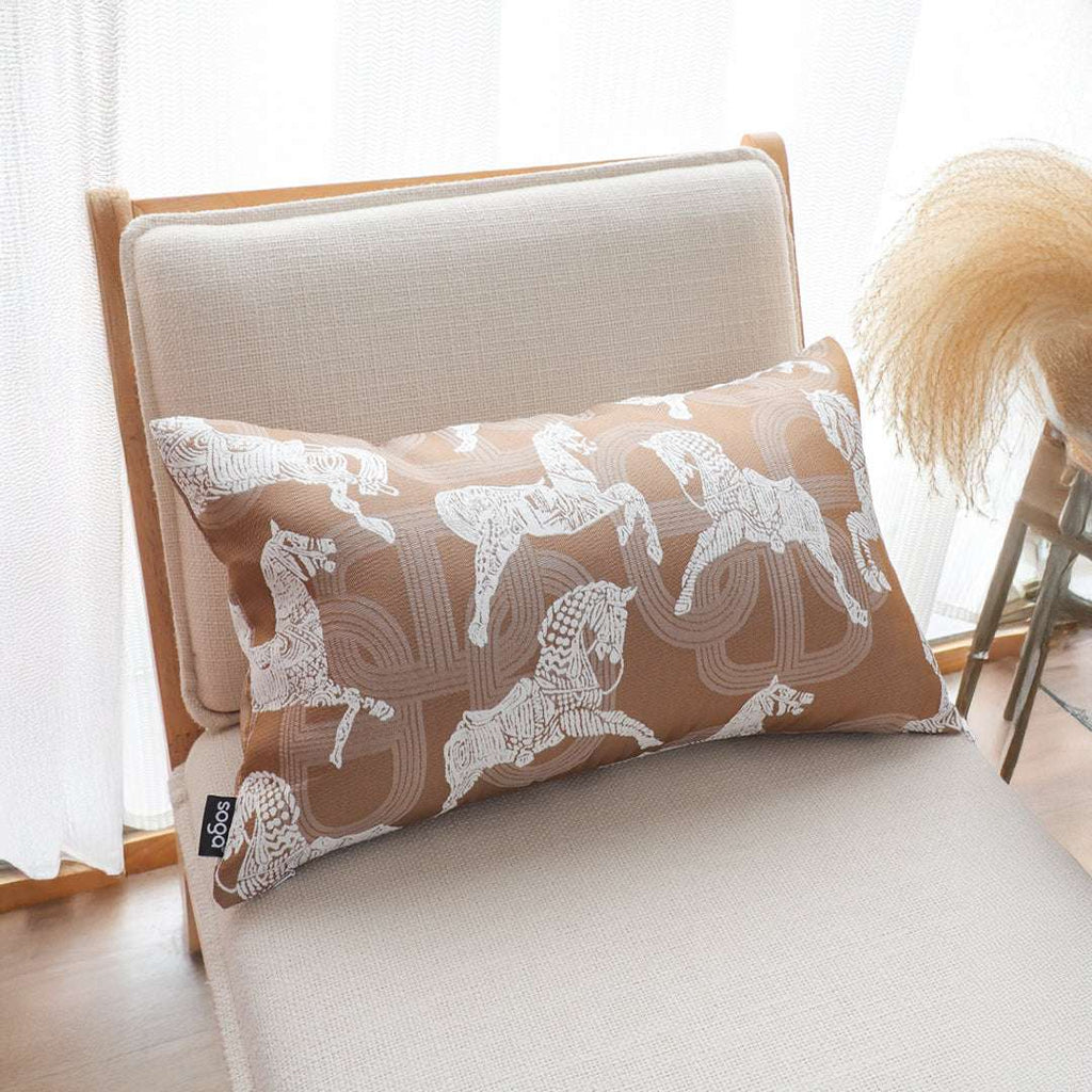 SOGA 2X 35cm Bohemian Camel Brown White Horse Pattern Throw Pillow $ 142