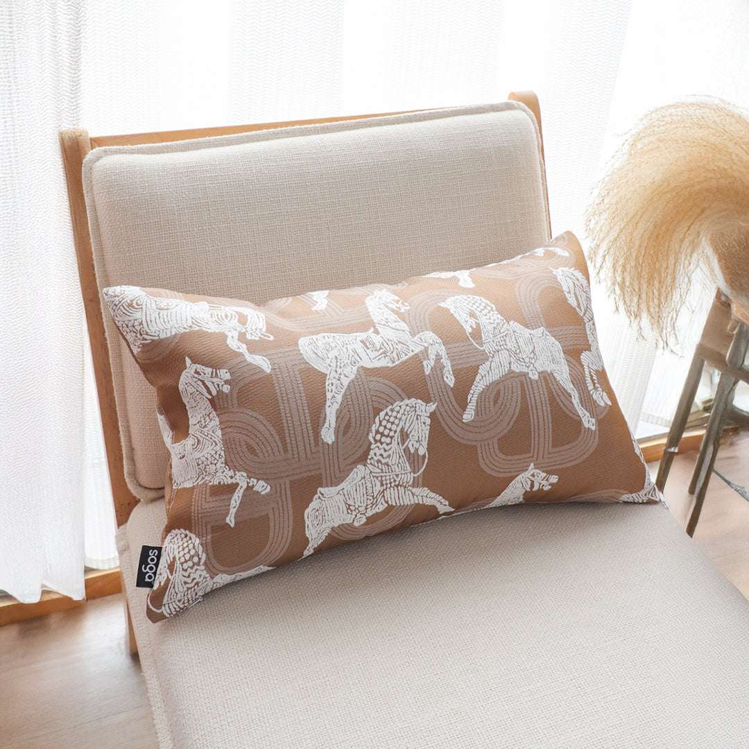 SOGA 2X 35cm Bohemian Camel Brown White Horse Pattern Throw Pillow $ 142