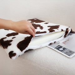 SOGA 2X 45cm Coffee Cowhide Square Cushion Soft Leaning Plush Backrest Throw Seat Pillow