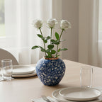 SOGA 21x22cm Blue Small Ceramic Flower Vase Elegant Living Room Home Decor