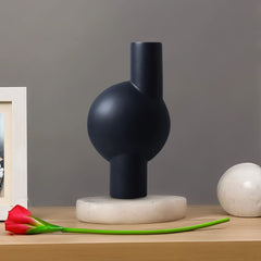 SOGA 2X 17x32cm Medium Ornament a Modern Abstract Vase Decorative Object Unique Shape with Narrow Neck for Home Decor