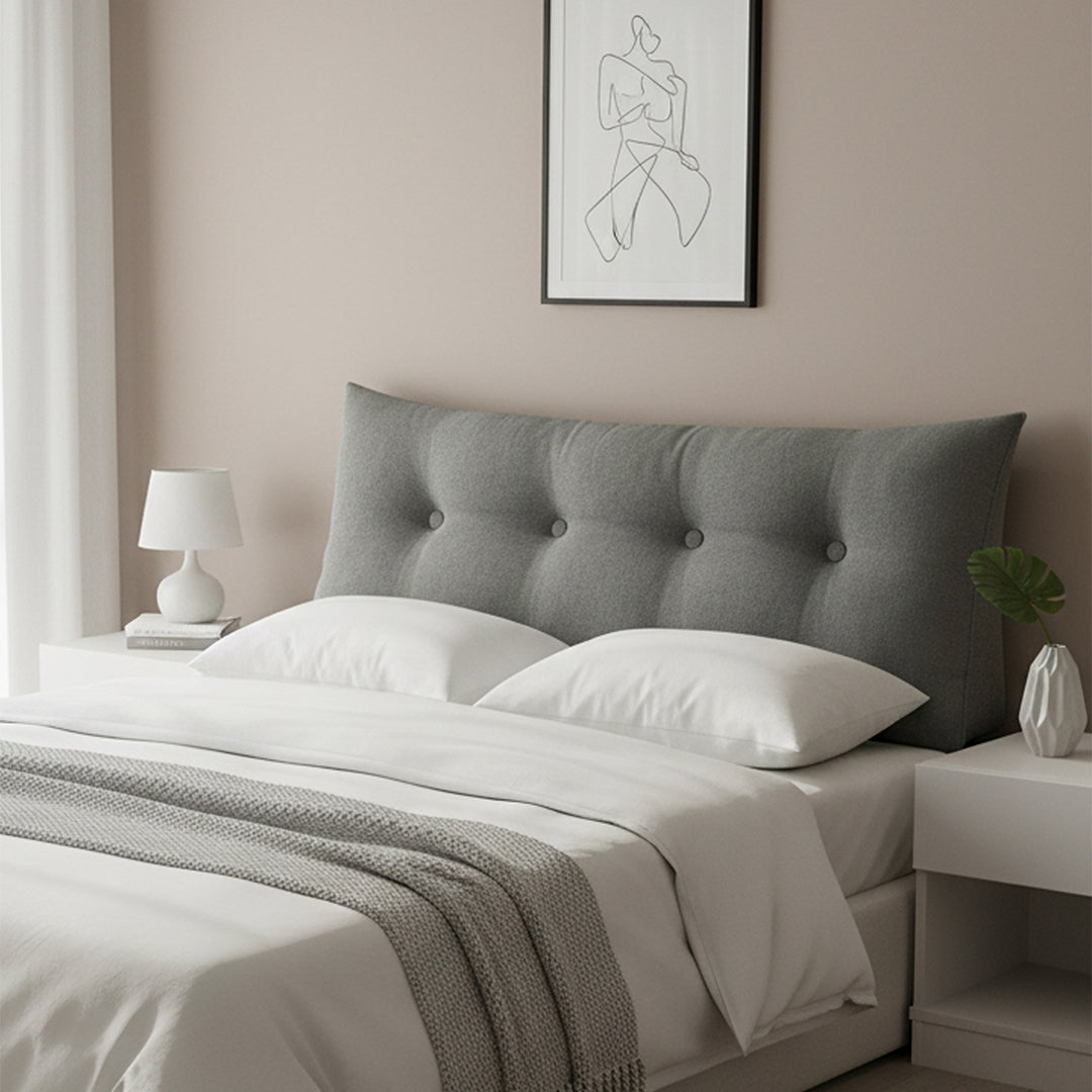 SOGA 120cm Grey Triangular Wedge Bed Pillow Headboard Backrest Bedside Tatami Cushion Home Decor