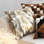 SOGA 2X 45cm Throw Pillow Coffee Rabbit Fur Square Warm Cozy Decorative Cushion Home Decor