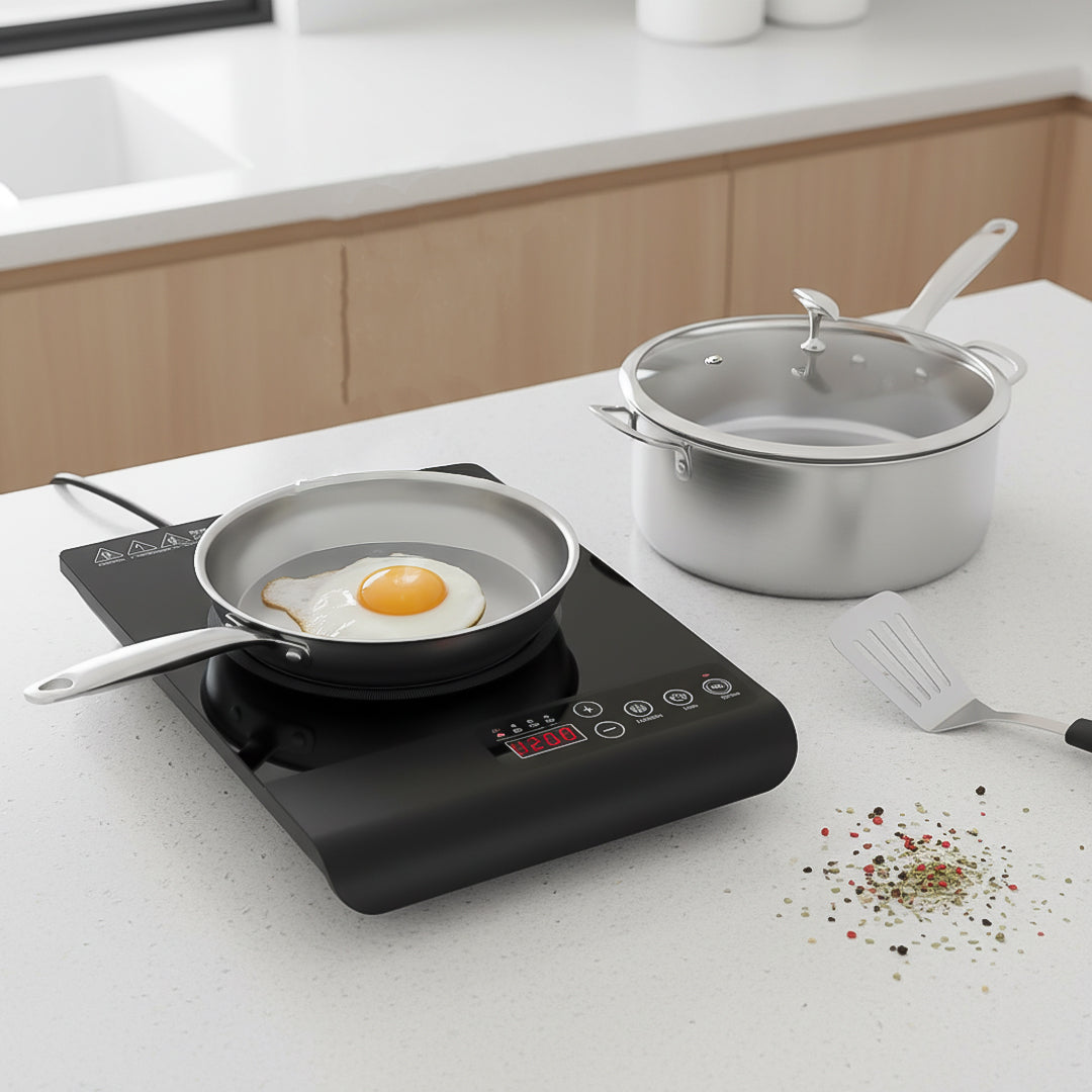 SOGA Kitchenware Bundle G – 35.5cm Smart Induction Cooktop, 30cm Saucepan & 28cm Fry Pan