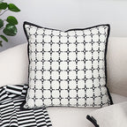 SOGA 2X 50cm Moroccan Black Cross Pattern Black Trim Decorative Throw Pillow