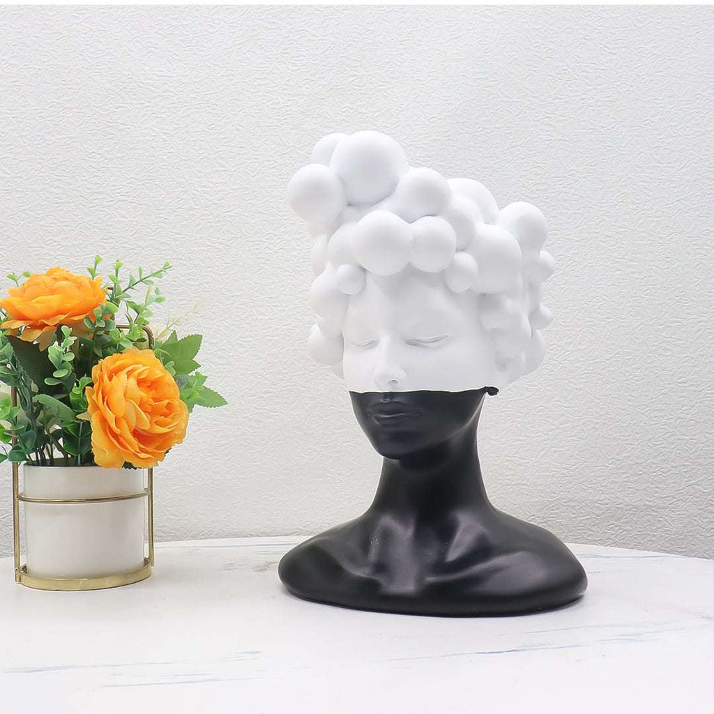 SOGA 49cm Bubble Head Resin Bust – Artistic Black White Accent $ 177