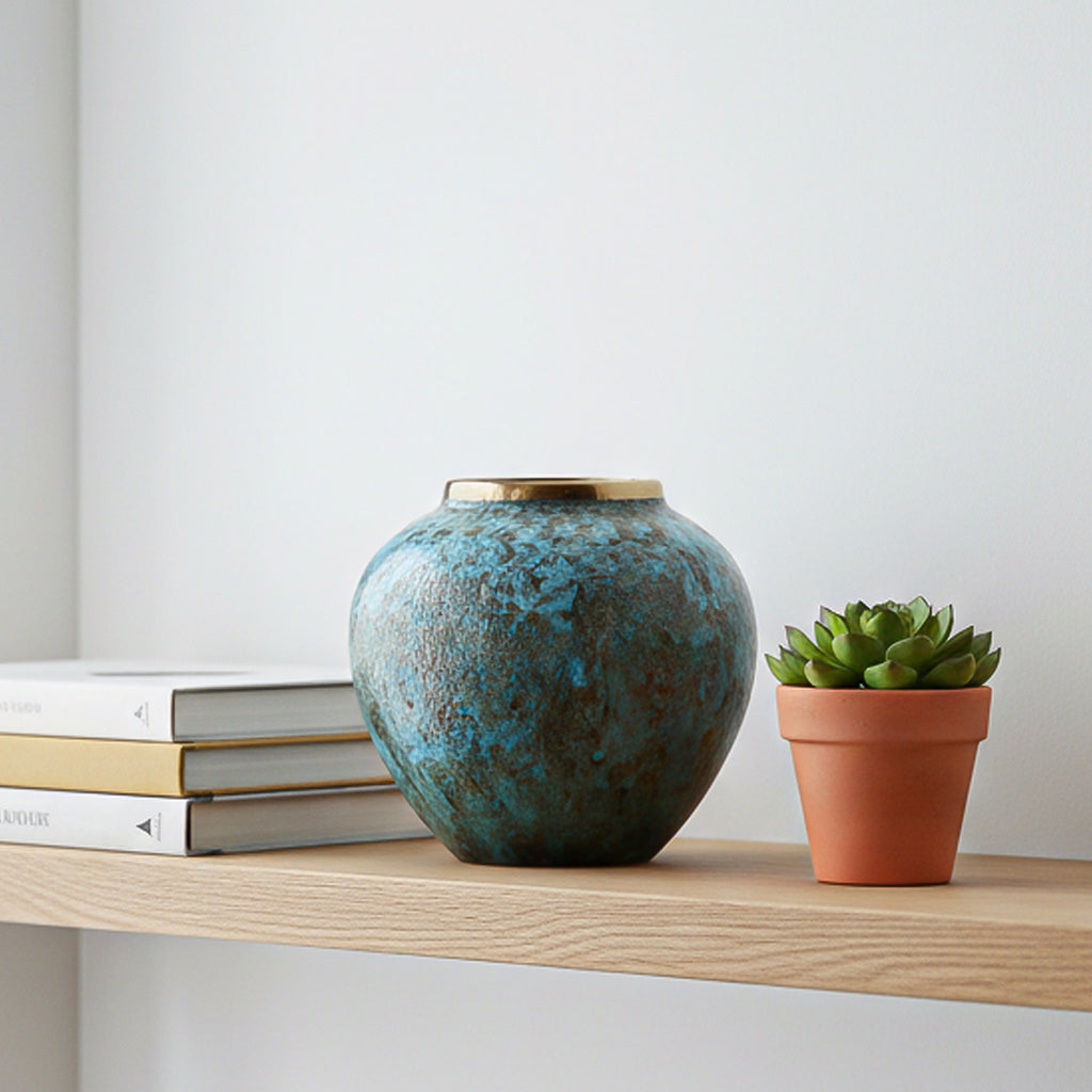 SOGA 21x22cm Light Blue Small Ceramic Flower Vase Elegant Living Room Home Decor