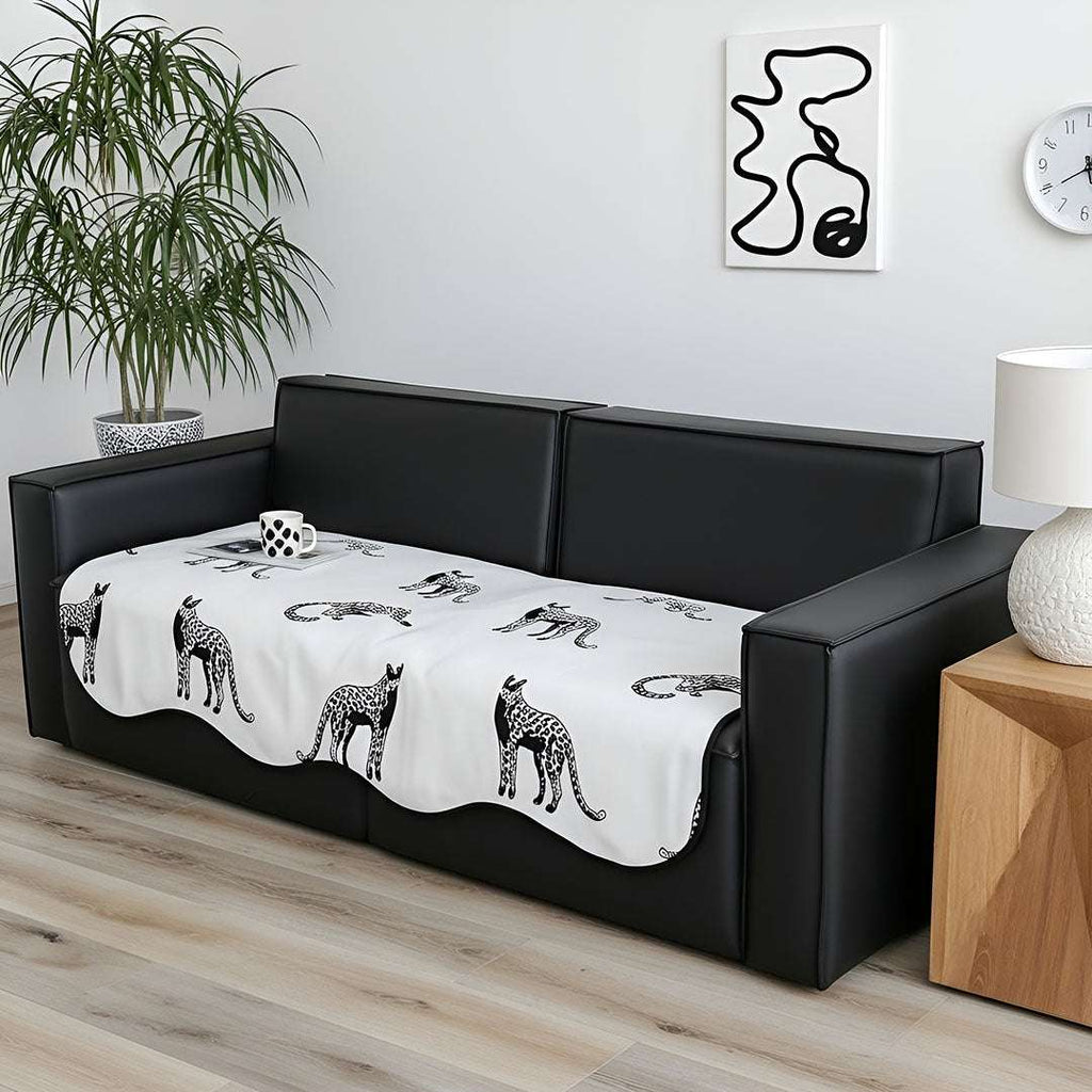 SOGA Two-Seater White Leopard Print 90x160cm Throw Blanket Sofa Cover $ 93