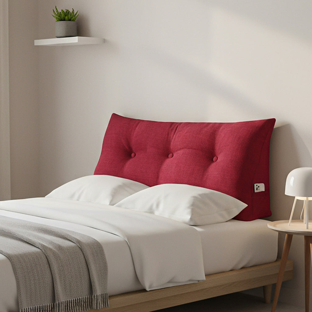 SOGA 100cm Rose Red Triangular Wedge Bed Pillow Headboard Backrest Bedside Tatami Cushion Home Decor
