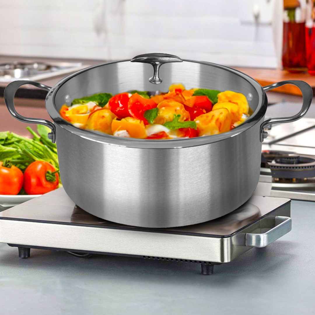 SOGA Stainless Steel Casserole With Lid Induction Cookware 26cm