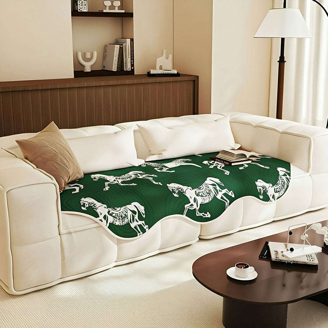 SOGA Three-Seater Green Horse Print 90x210cm Throw Blanket Sofa Cover $ 125
