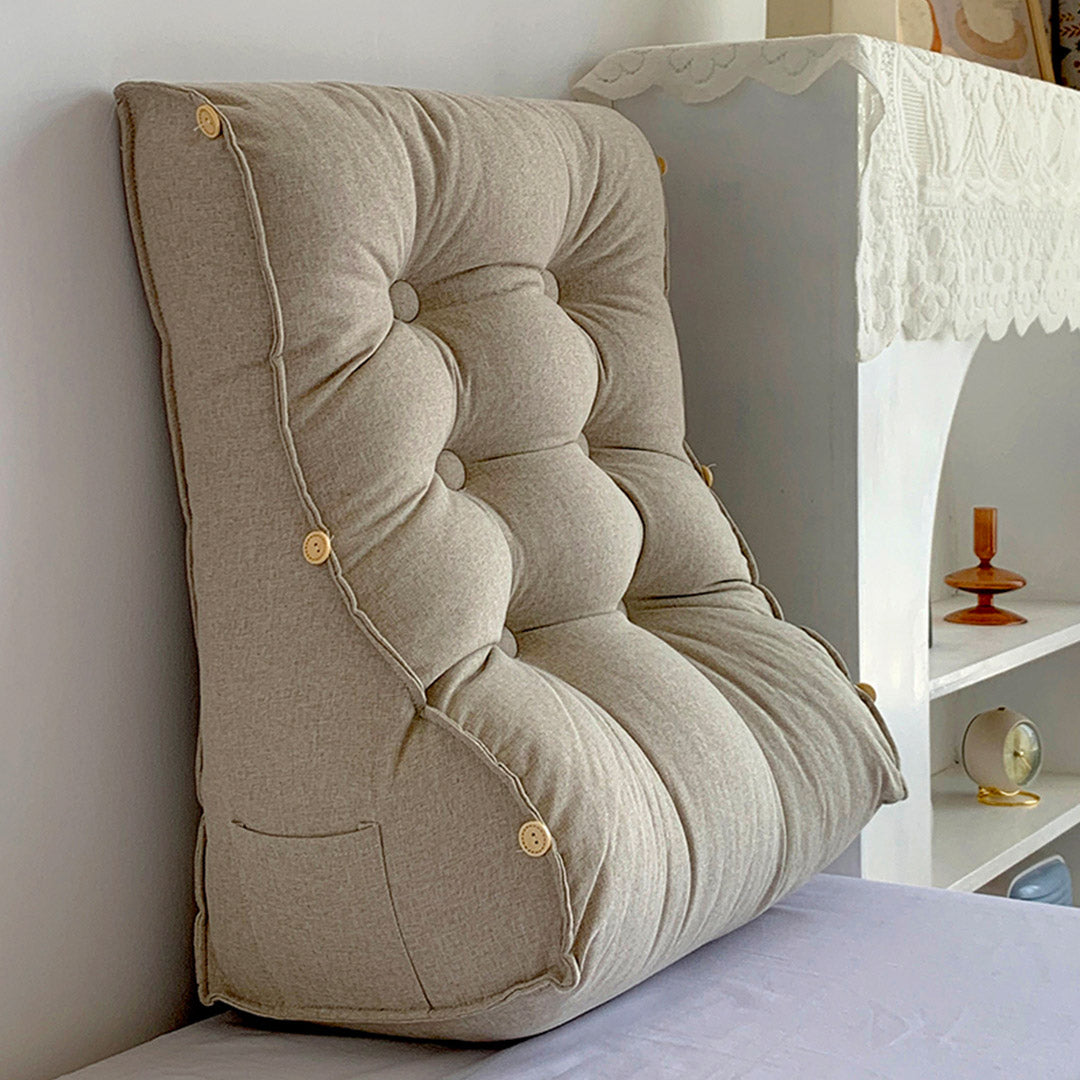 SOGA 45cm White Triangular Wedge Lumbar Pillow Headboard Backrest Sofa Bed Cushion Home Decor