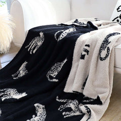 SOGA 2X Black Cream Animal Print Throw Blanket 130x180cm Polyester $ 228