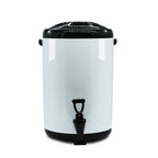 SOGA 8X 10L Stainless Steel Insulated Milk Tea Barrel Hot and Cold Beverage Dispenser Container with Faucet White