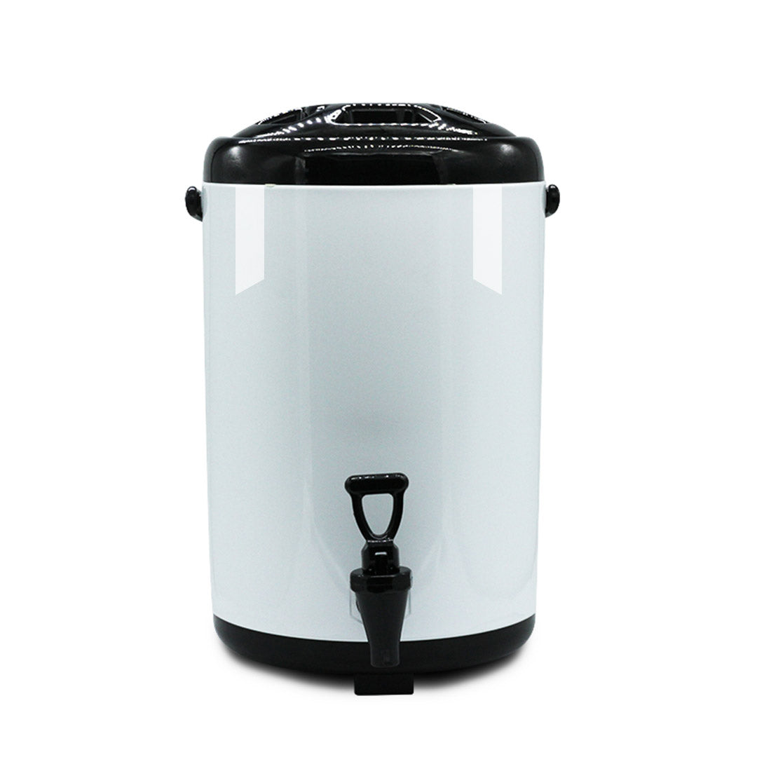 SOGA 8X 10L Stainless Steel Insulated Milk Tea Barrel Hot and Cold Beverage Dispenser Container with Faucet White