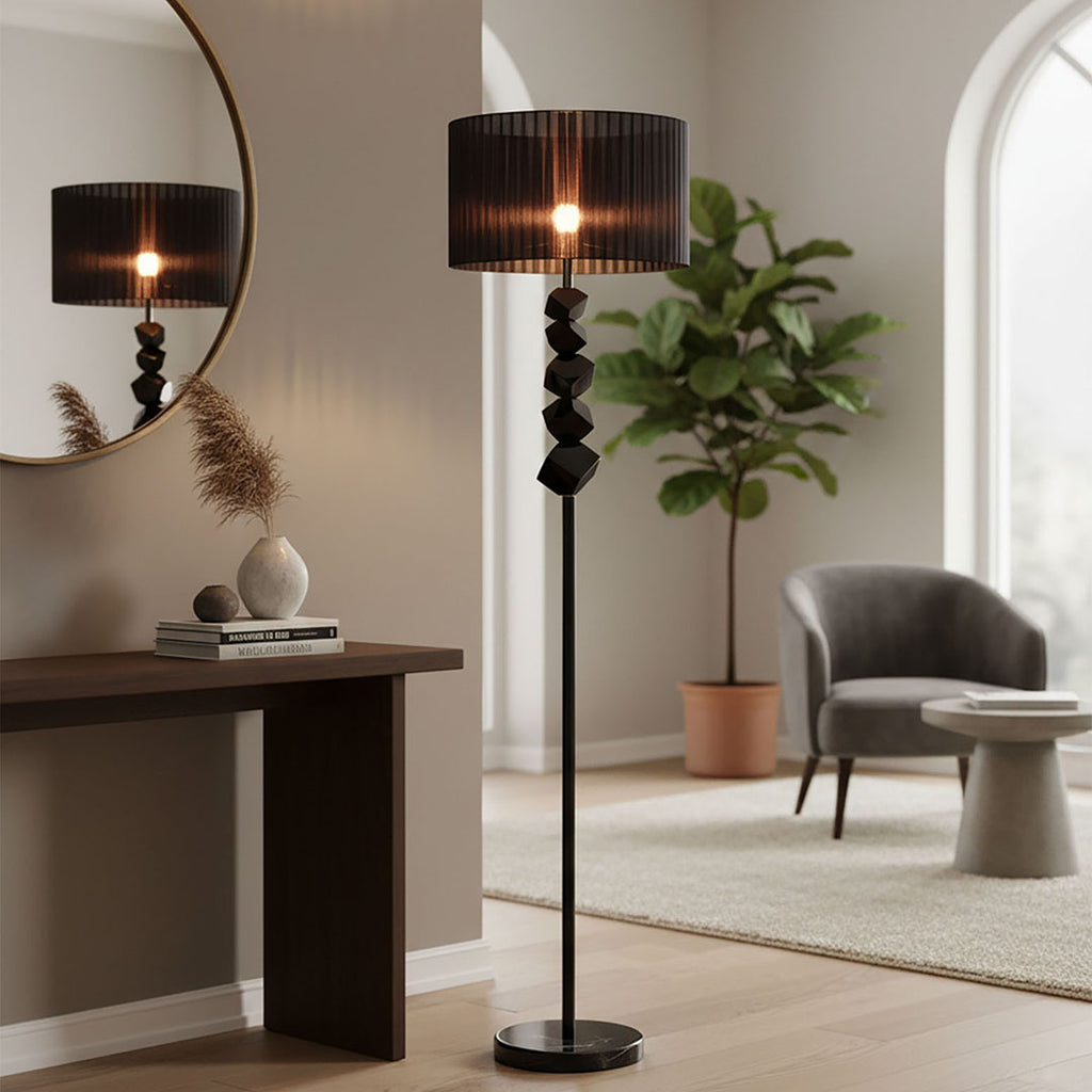 SOGA Floor Lamp Metal Base Standing Light with Dark Shade Tall Lamp