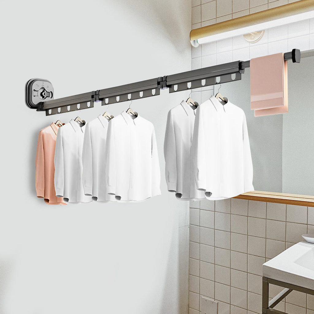 SOGA 127.5cm Suction-Mounted Retractable Clothing Drying Rack Foldable Hanger