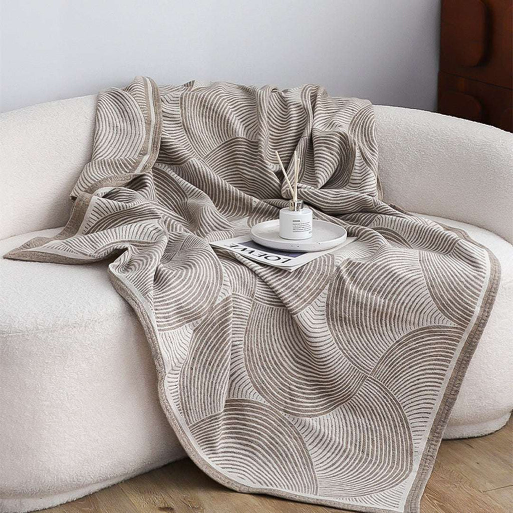 SOGA 2X Beige Geometric Swirl Throw Blanket 130x180cm Polyester $ 155