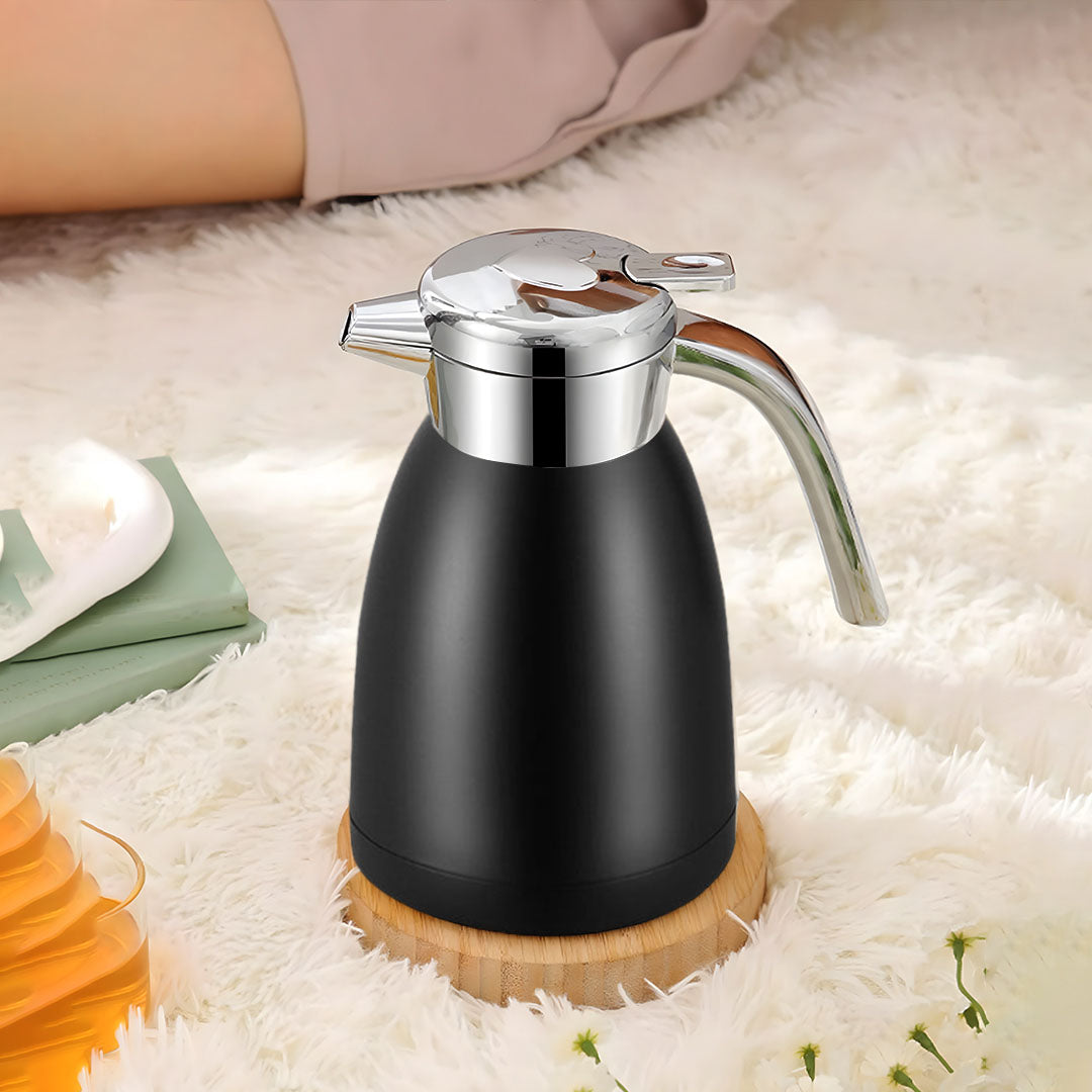 SOGA 2.2L Stainless Steel Water Bottle Insulated Vacuum Flask Coffee Jug Thermal Black