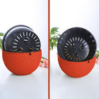 SOGA 2X Red Medium Hanging Resin Flower Pot Self Watering Basket Planter  Outdoor Garden Decor